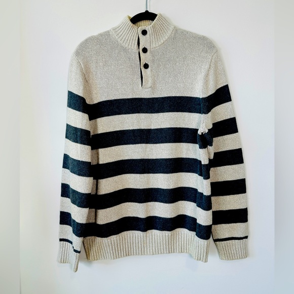 Striped Bottom Knit Pullover Sweater By Chaps Size L - Picture 4 of 11
